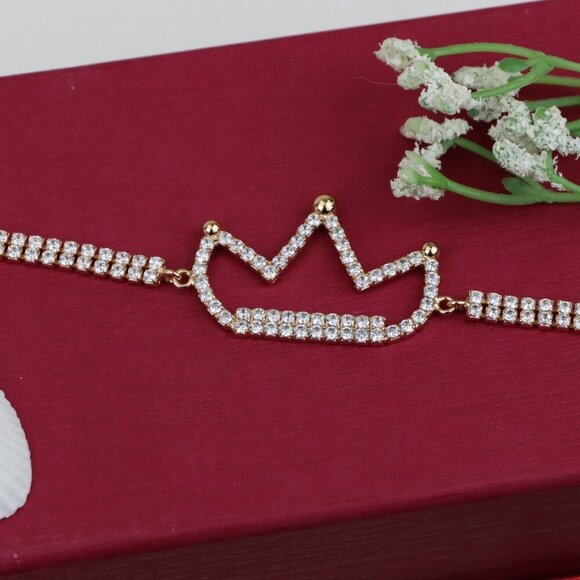 Rose Gold Crown Bracelet with Crystals, XPBL0680 - Picture 9 of 11